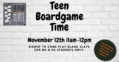 Blank Slate Board Game Time! Blank Slate Board Game Time!