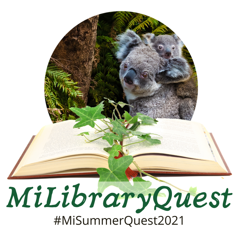 "MiLibraryQuest logo with koalas, an open book, and the text #MiLibraryQuest2021" has been added to the MiLibraryQuest logo.